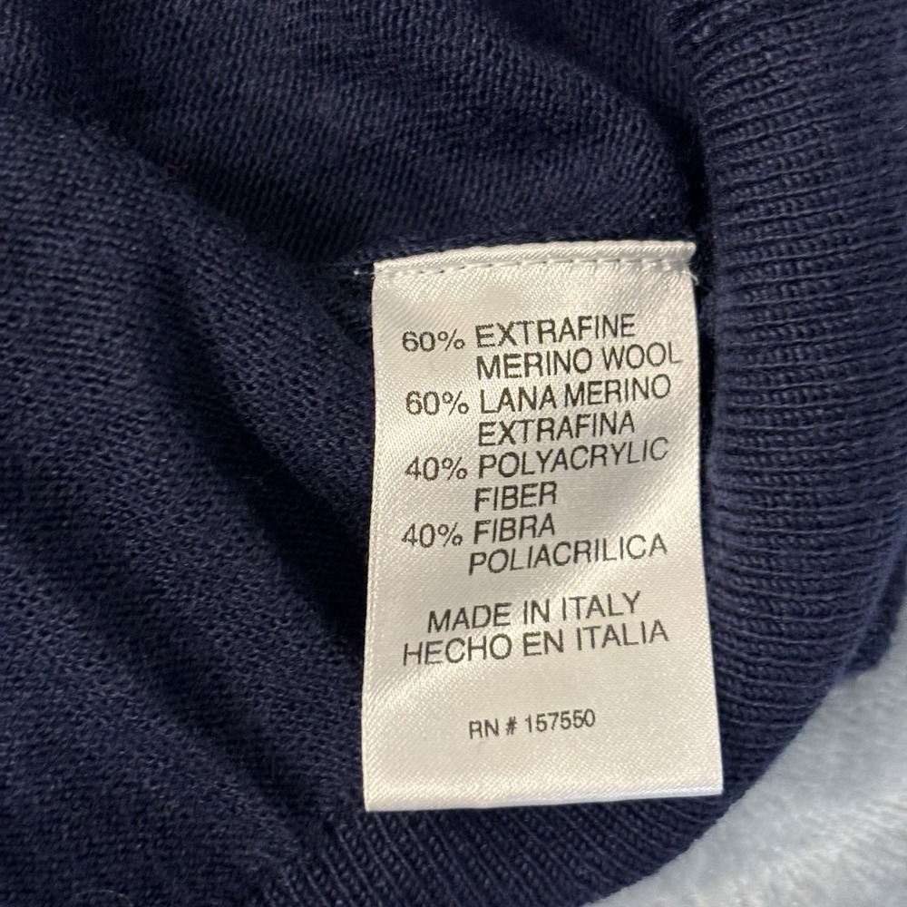 Tahari Extra Fine Italian Merino Wool Lightweight V-Neck Men's Sweater XXL Navy - Picture 9 of 9